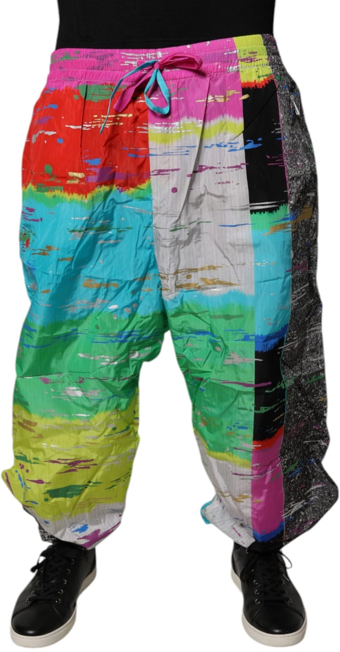 Dolce & Gabbana Multicolor Patchwork Mid Waist Sweatpants Pants Divers