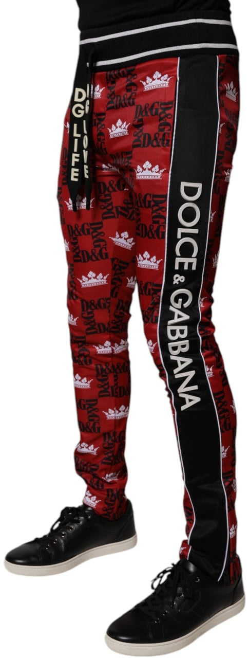 Dolce & Gabbana Red Crown Logo Monogram Men Sweatpants Pants Divers