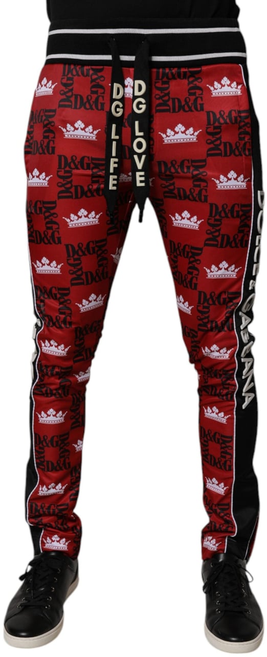 Dolce & Gabbana Red Crown Logo Monogram Men Sweatpants Pants Divers