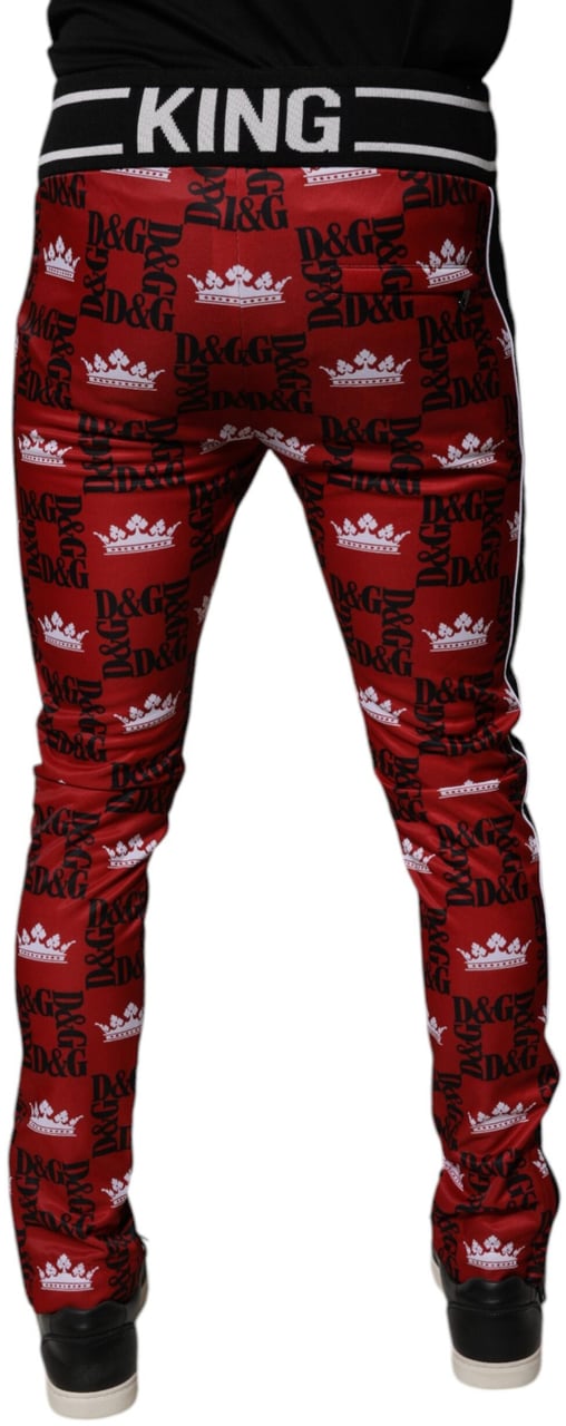 Dolce & Gabbana Red Crown Logo Monogram Men Sweatpants Pants Divers