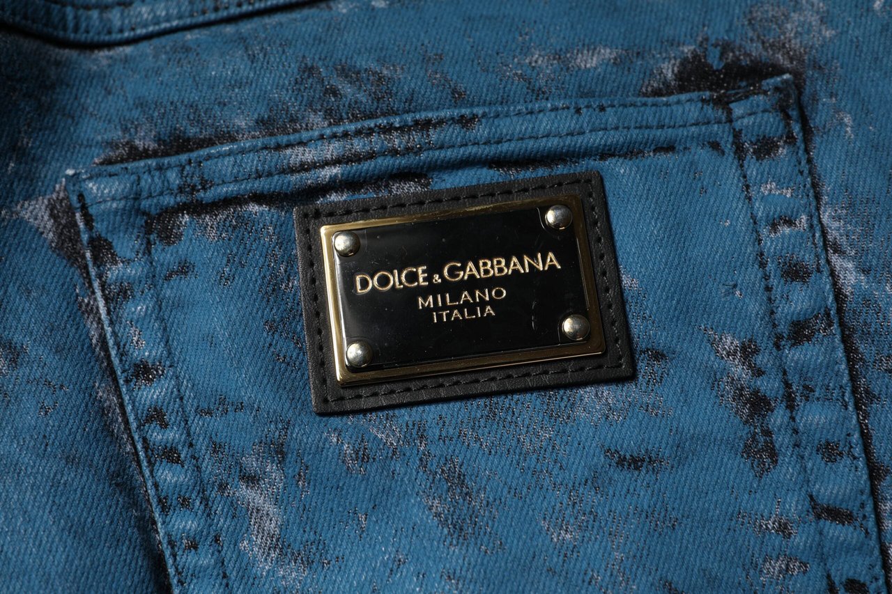 Dolce & Gabbana Blue Tie Dye Cotton Skinny Men Denim Jeans Blauw