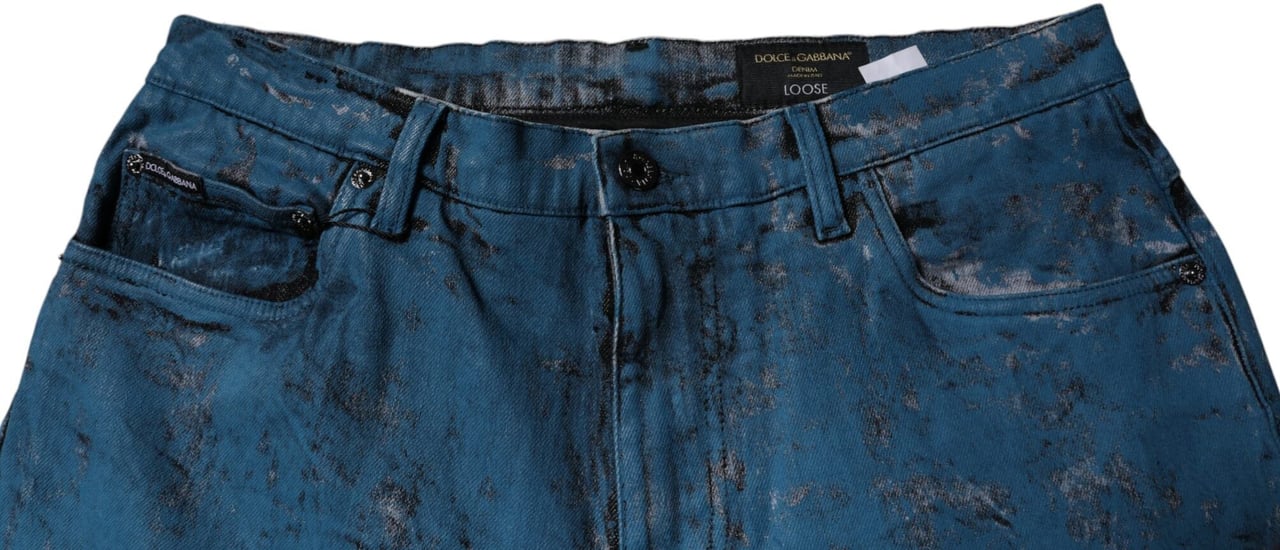 Dolce & Gabbana Blue Tie Dye Cotton Skinny Men Denim Jeans Blauw