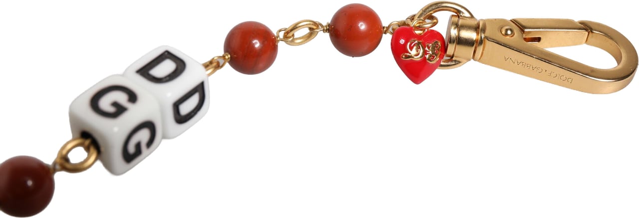 Dolce & Gabbana Multicolor Gold Tone Brass Chain DG Logo Dice Bracelet Divers