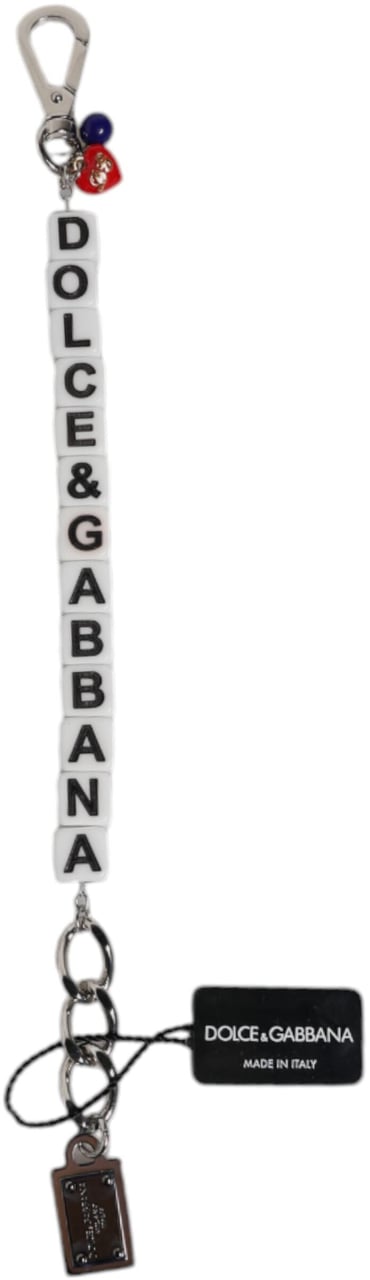 Dolce & Gabbana Silver Brass Chain Dice Logo Embellished Charm Bracelet Divers