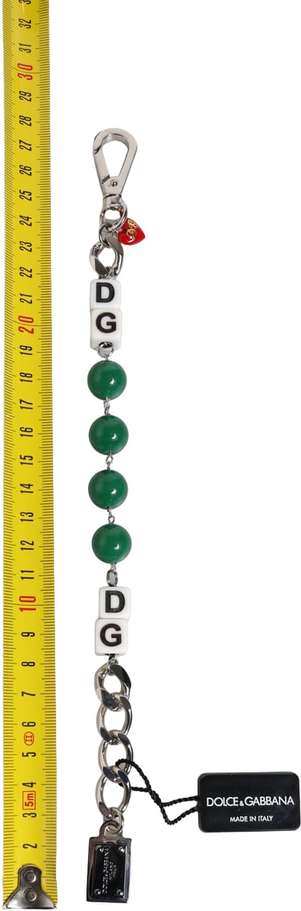 Dolce & Gabbana Silver Tone Brass Bead Dice Logo Embellish Charm Bracelet Divers