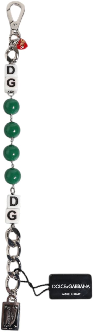 Dolce & Gabbana Silver Tone Brass Bead Dice Logo Embellish Charm Bracelet Divers