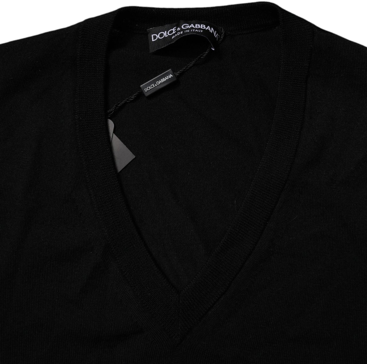 Dolce & Gabbana Black Camouflage V-neck Pullover Sweater Zwart