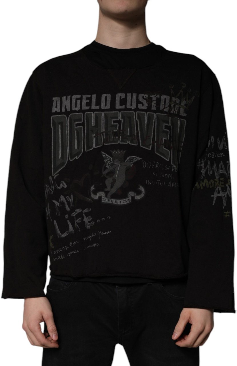 Dolce & Gabbana Black DG Heaven Crew Neck Pullover Sweater Zwart