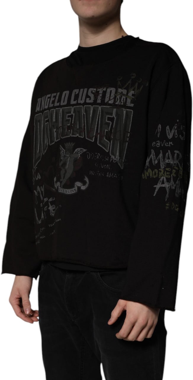 Dolce & Gabbana Black DG Heaven Crew Neck Pullover Sweater Zwart