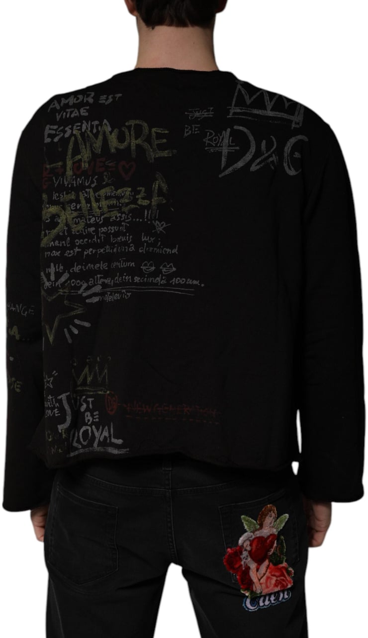 Dolce & Gabbana Black DG Heaven Crew Neck Pullover Sweater Zwart