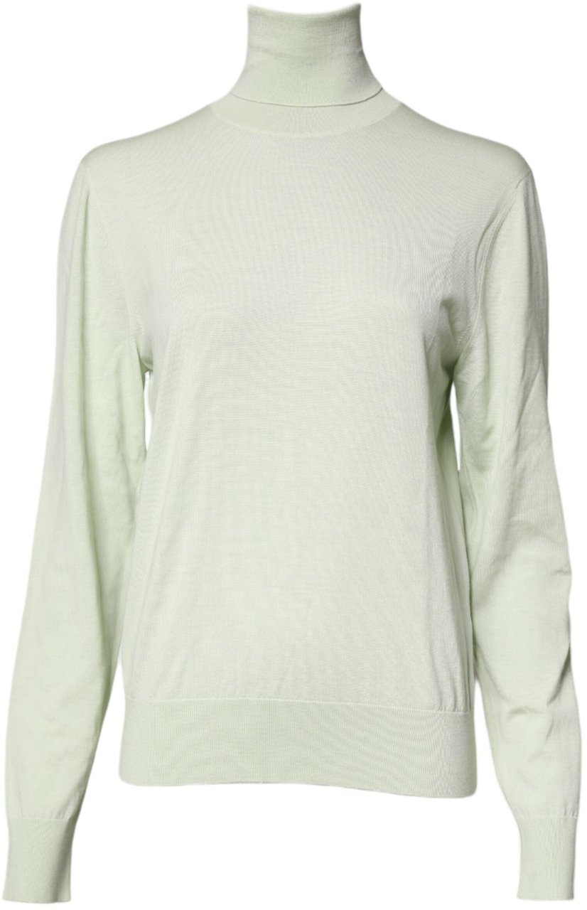 Dolce & Gabbana Light Green Wool Turtleneck Pullover Sweater Grijs