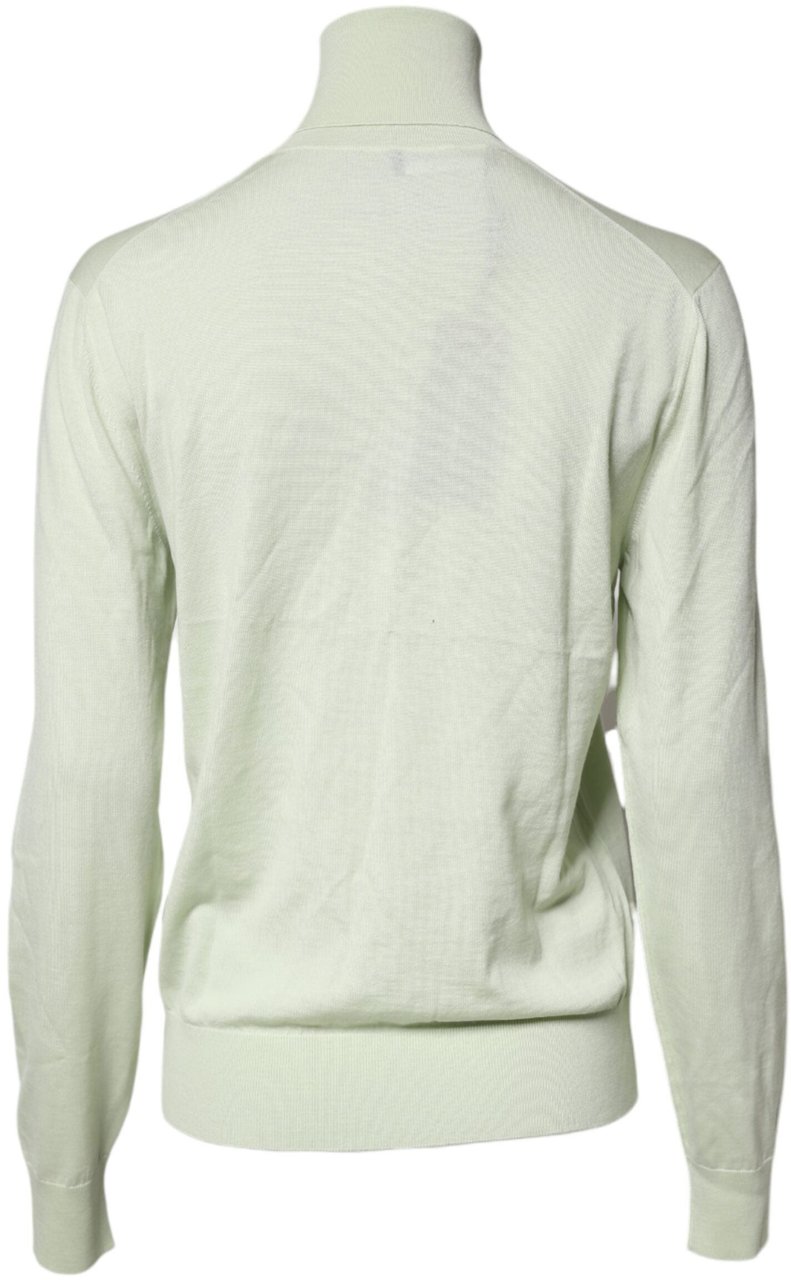 Dolce & Gabbana Light Green Wool Turtleneck Pullover Sweater Grijs
