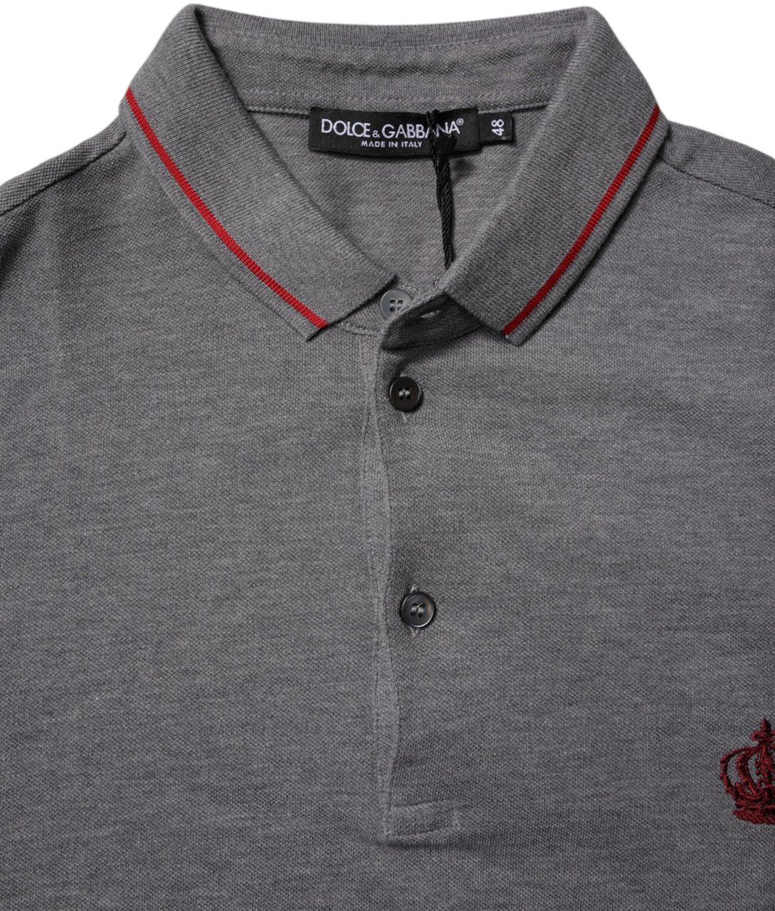 Dolce & Gabbana Gray Cotton Crown Collared Polo T-shirt Lichtblauw