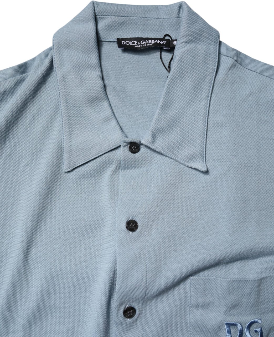 Dolce & Gabbana Blue Cotton Button Down Casual Men Polo Shirt Wit