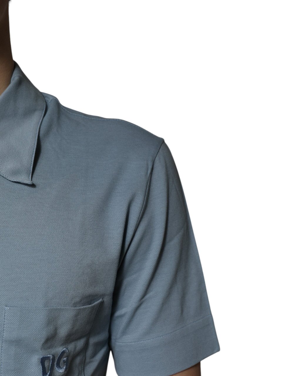 Dolce & Gabbana Blue Cotton Button Down Casual Men Polo Shirt Wit