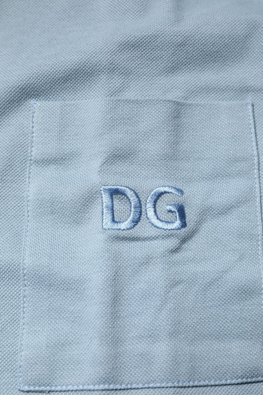 Dolce & Gabbana Blue Cotton Button Down Casual Men Polo Shirt Wit