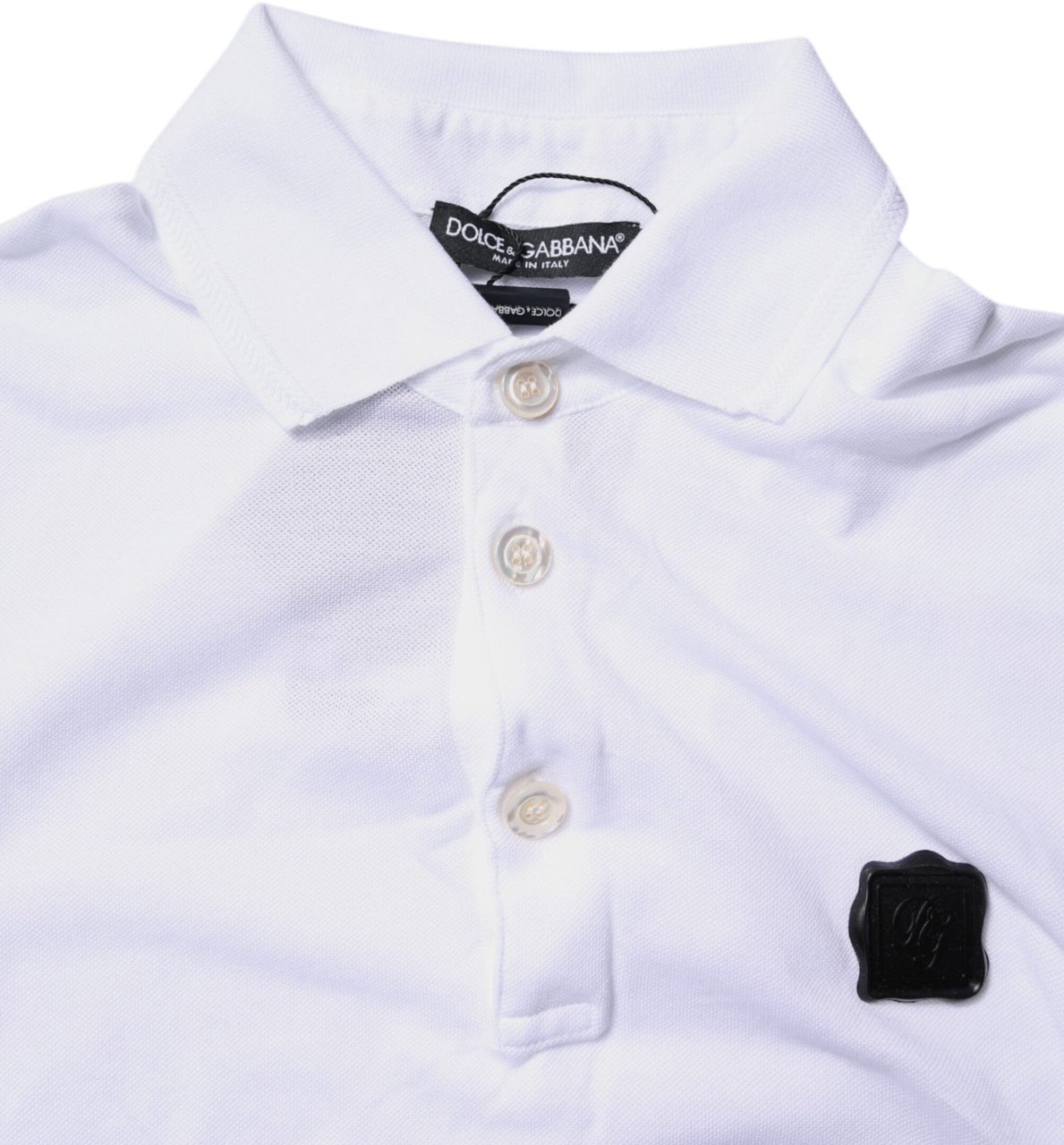 Dolce & Gabbana White Cotton Logo Collared Polo T-shirt Wit