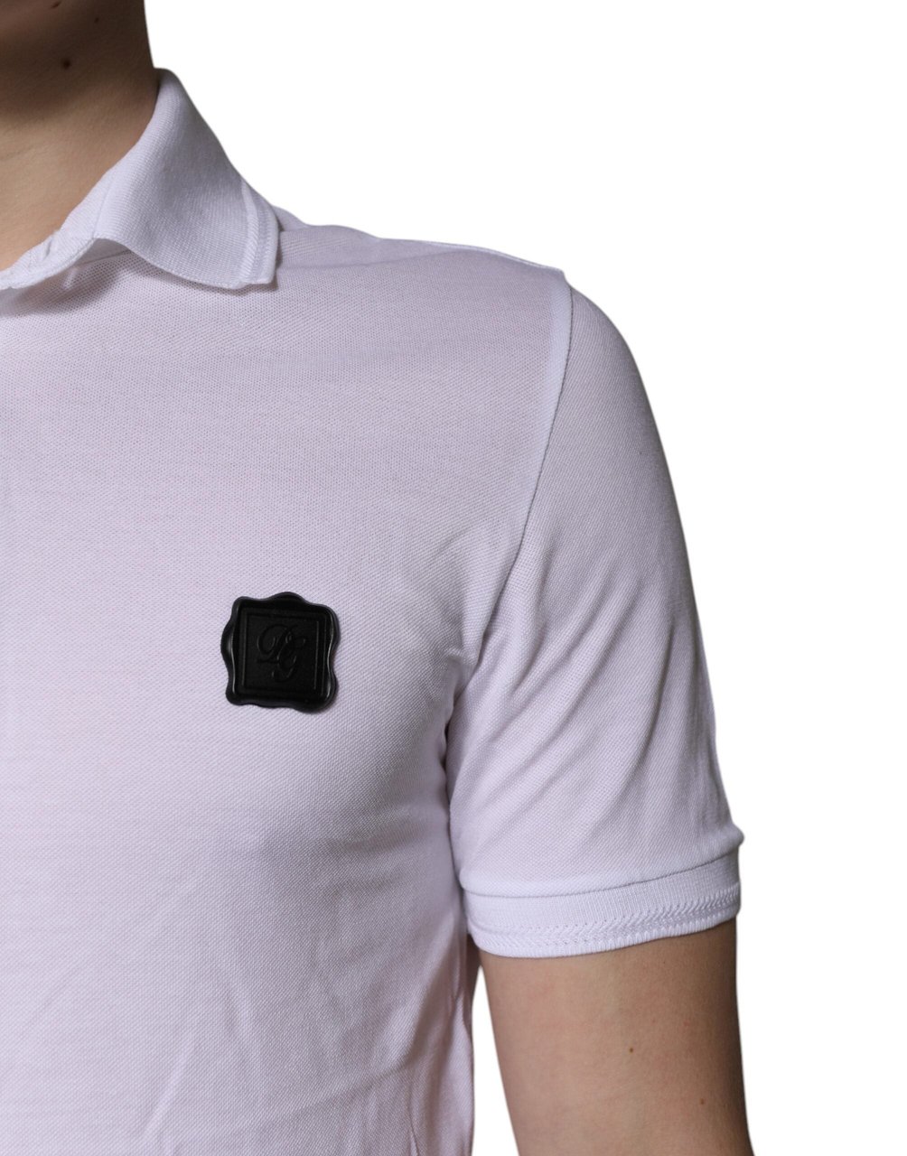 Dolce & Gabbana White Cotton Logo Collared Polo T-shirt Wit