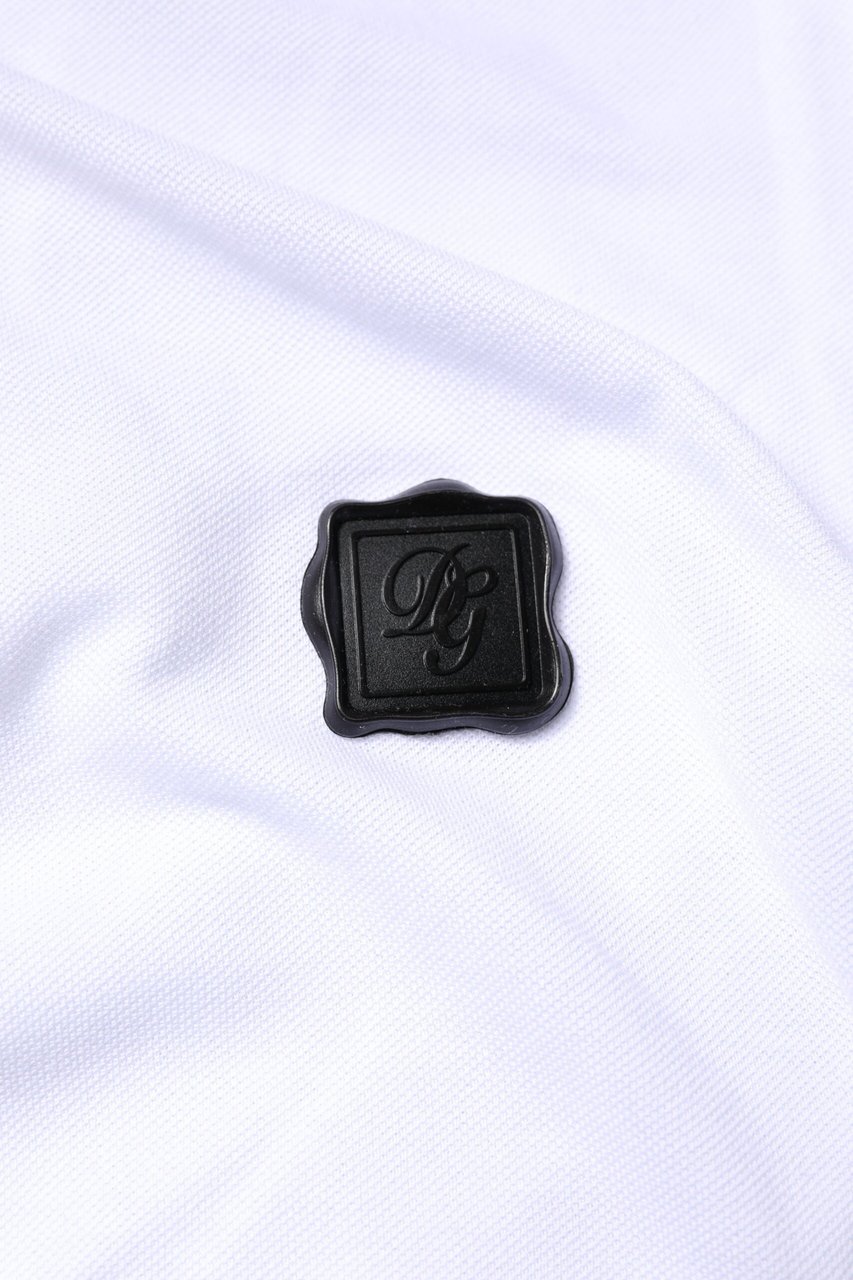 Dolce & Gabbana White Cotton Logo Collared Polo T-shirt Wit