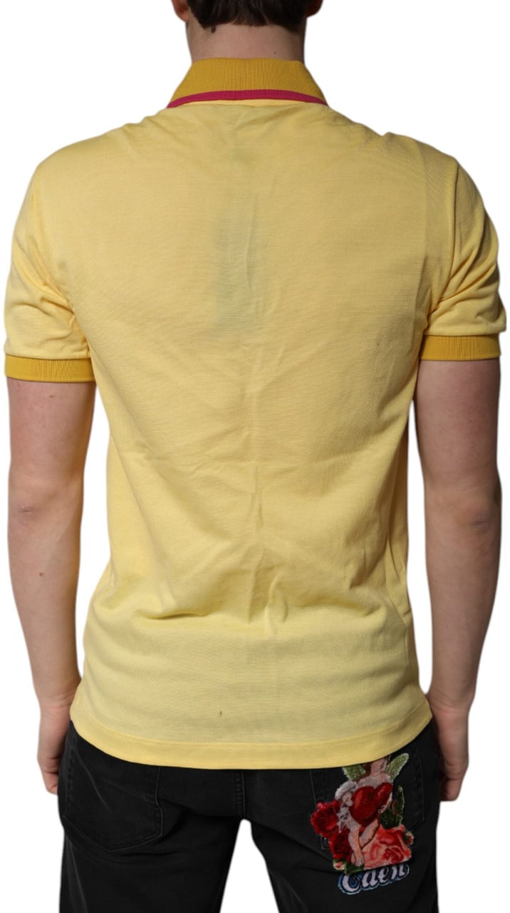 Dolce & Gabbana Yellow Cotton Logo Collared Polo T-shirt Zwart