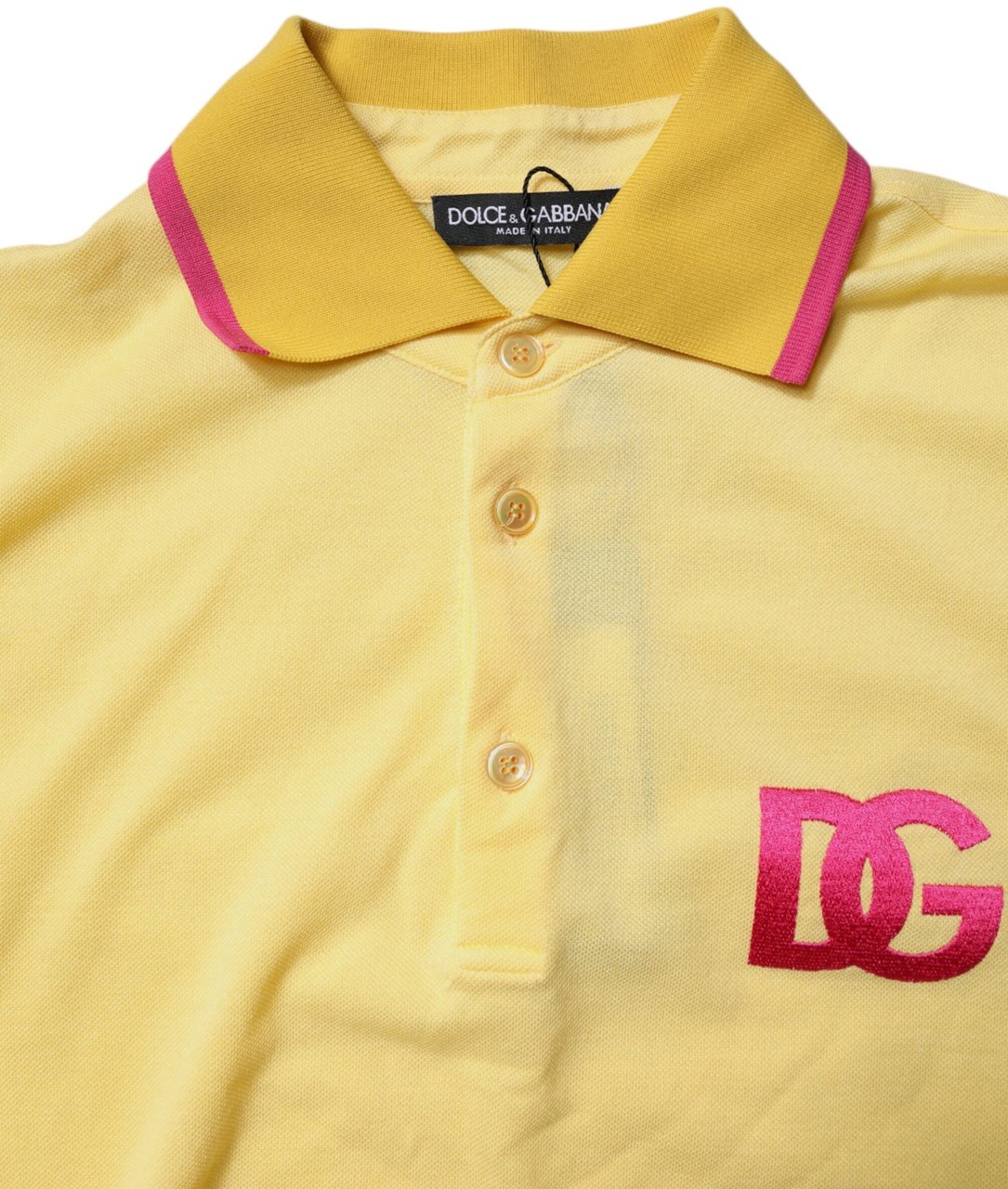 Dolce & Gabbana Yellow Cotton Logo Collared Polo T-shirt Zwart