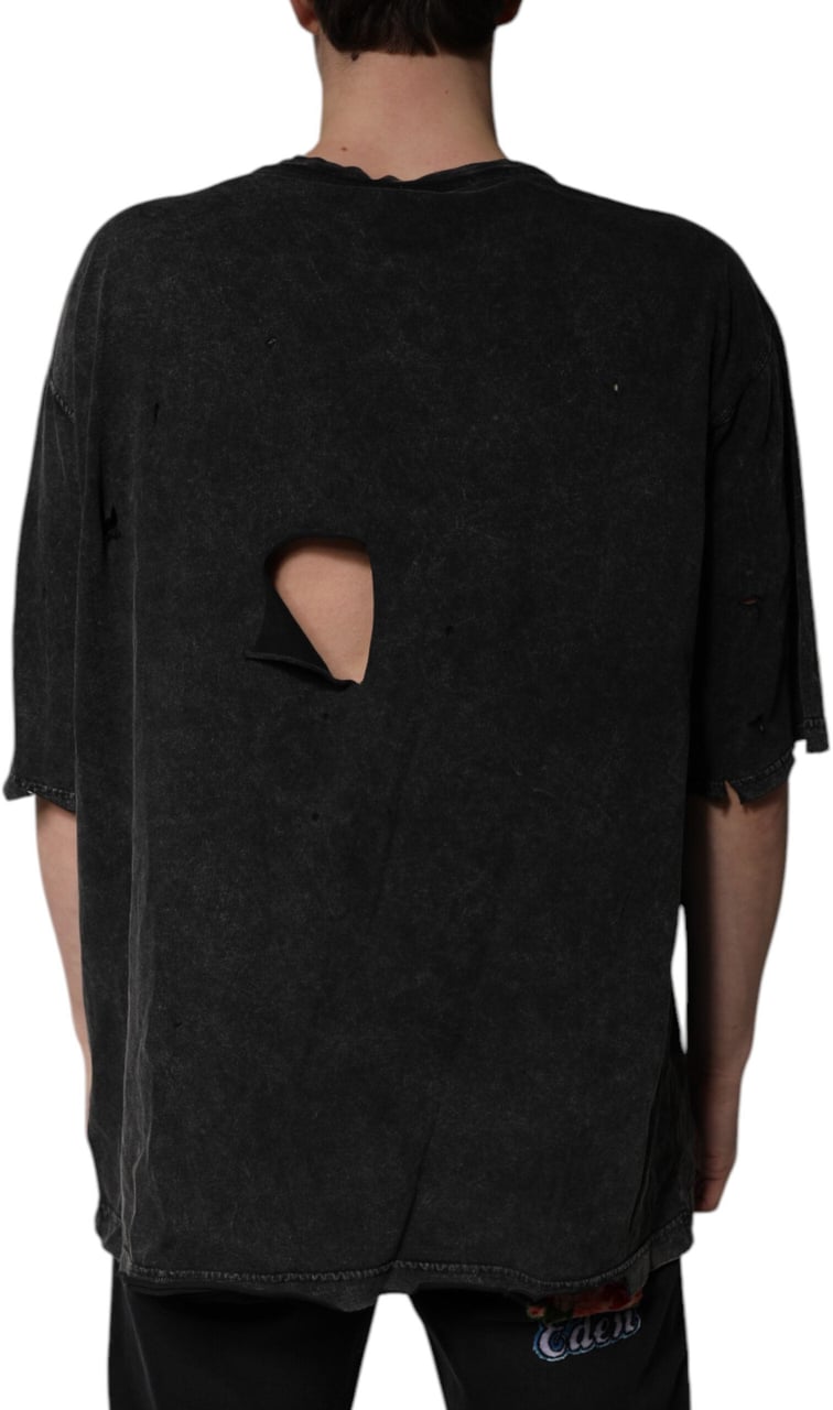 Dolce & Gabbana Black Graphic Print Cotton Crew Neck T-shirt Zwart