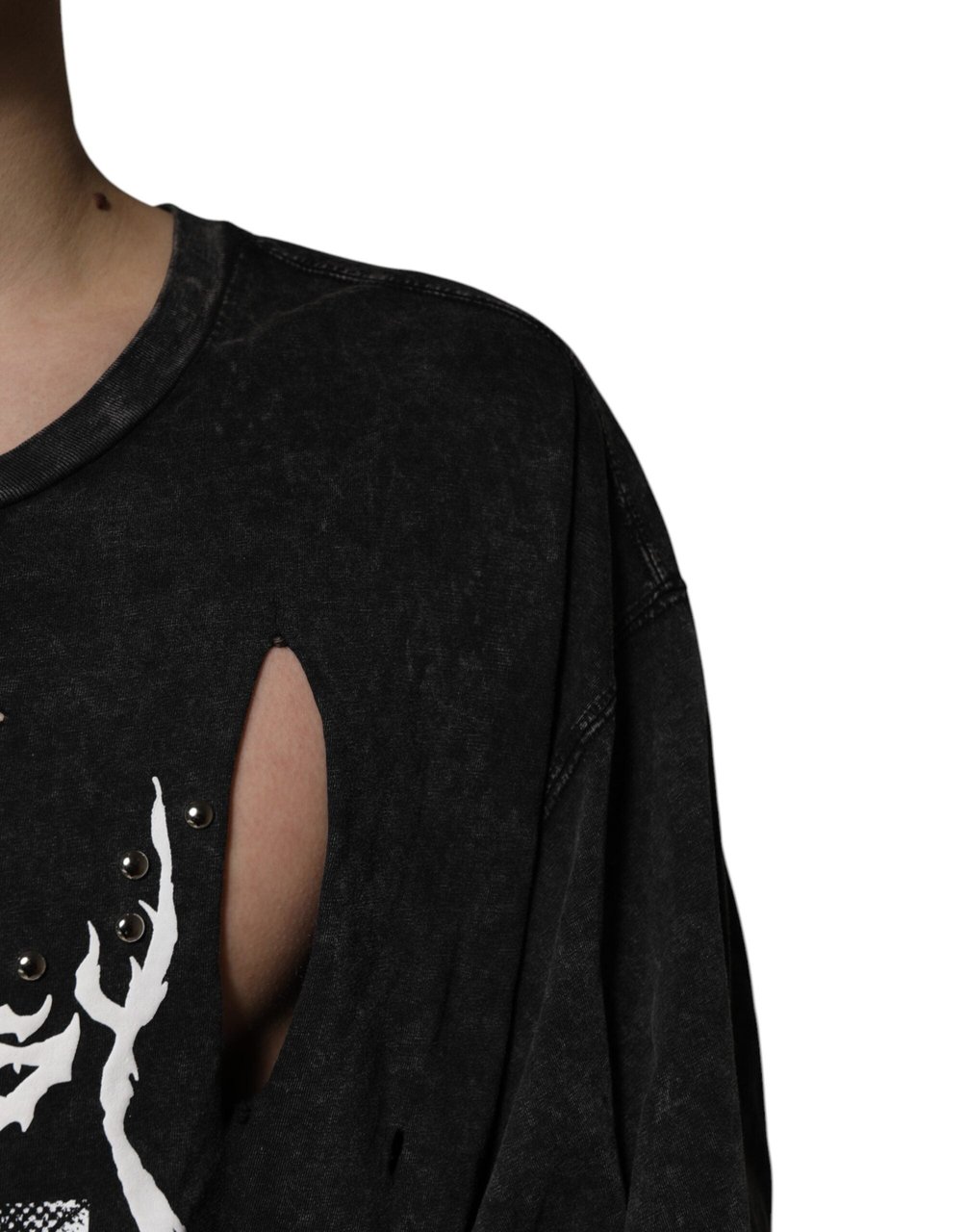 Dolce & Gabbana Black Graphic Print Cotton Crew Neck T-shirt Zwart