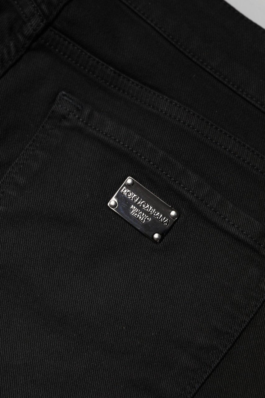 Dolce & Gabbana Black Cotton Mid Waisted Skinny Denim Jeans Zwart