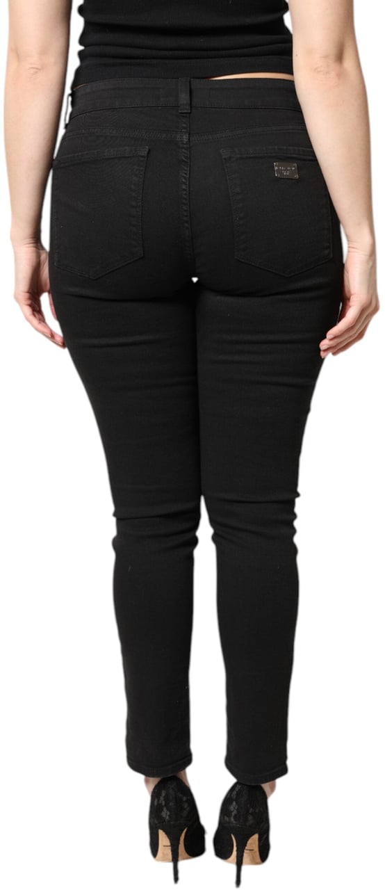 Dolce & Gabbana Black Cotton Mid Waisted Skinny Denim Jeans Zwart
