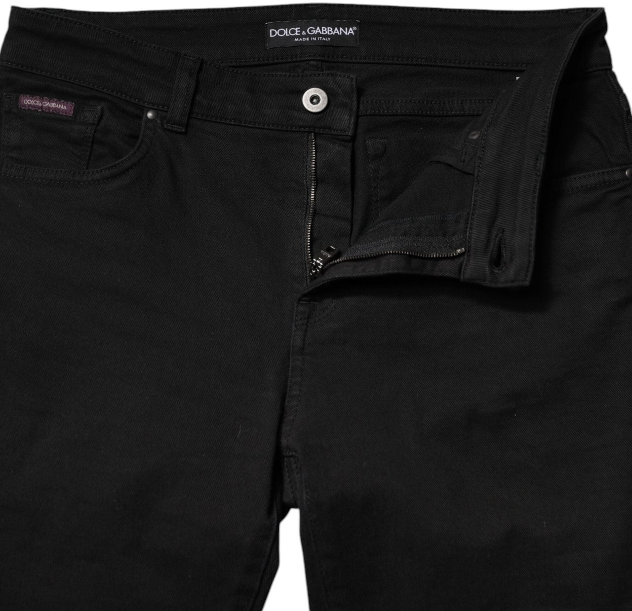 Dolce & Gabbana Black Cotton Mid Waisted Skinny Denim Jeans Zwart
