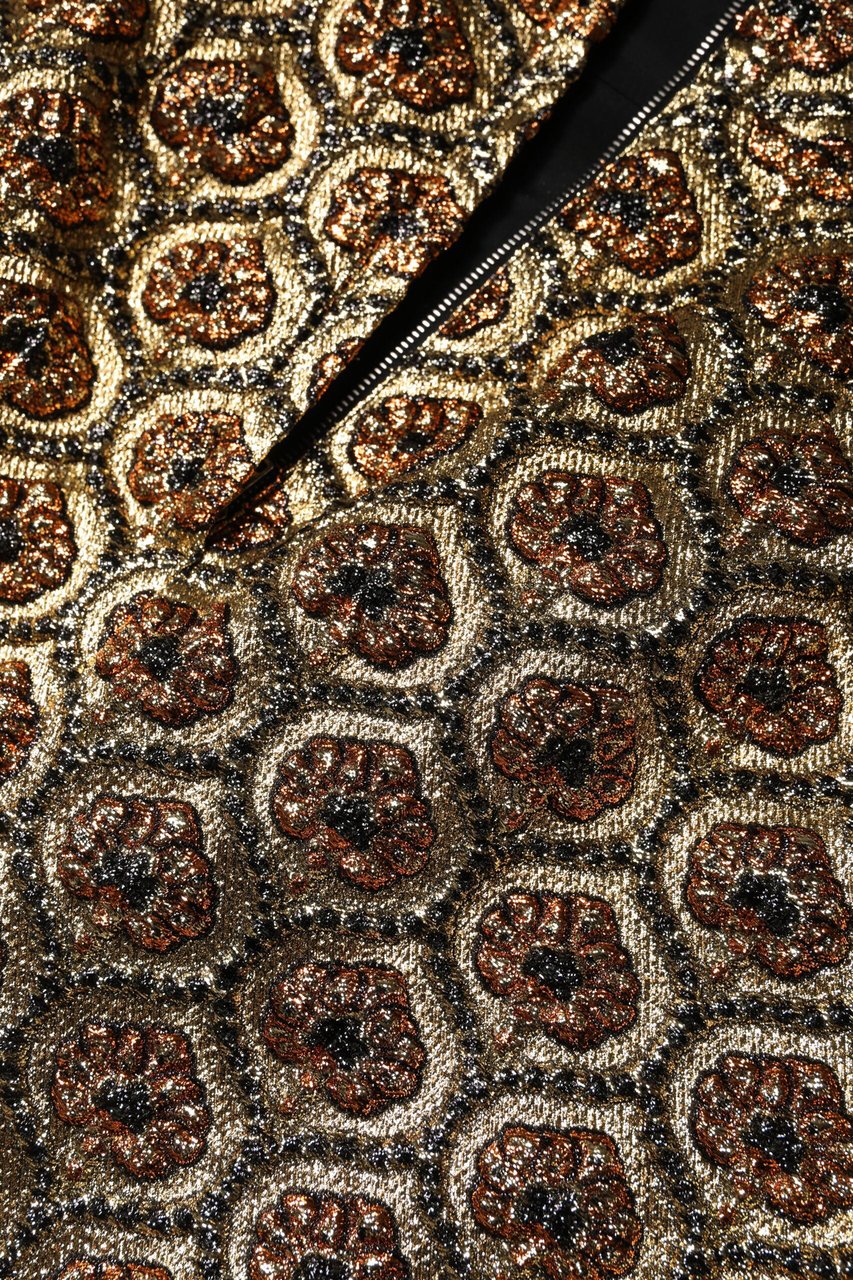 Dolce & Gabbana Brown Polyester Brocade A-line Mini Skirt Zwart