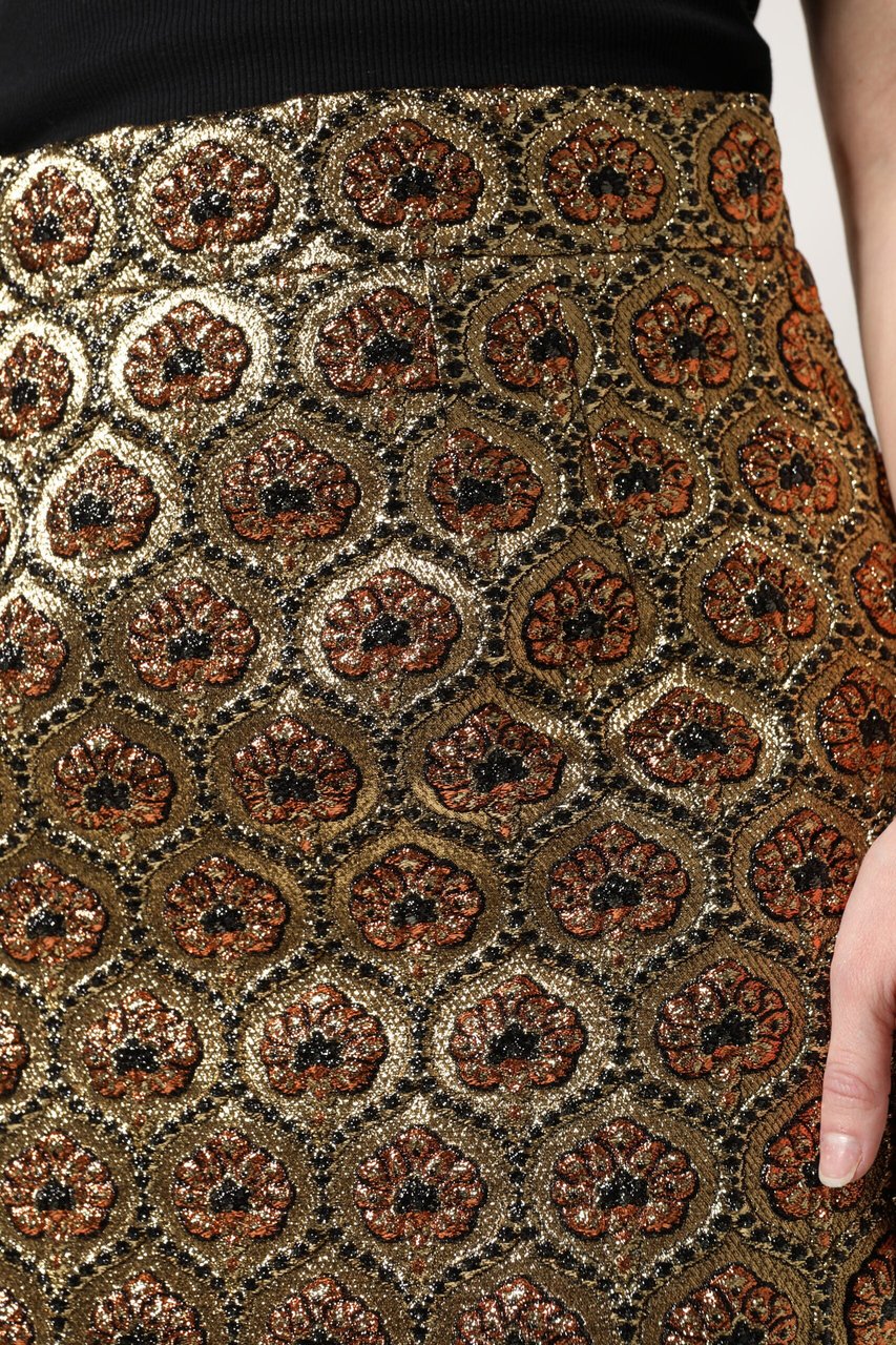 Dolce & Gabbana Brown Polyester Brocade A-line Mini Skirt Zwart