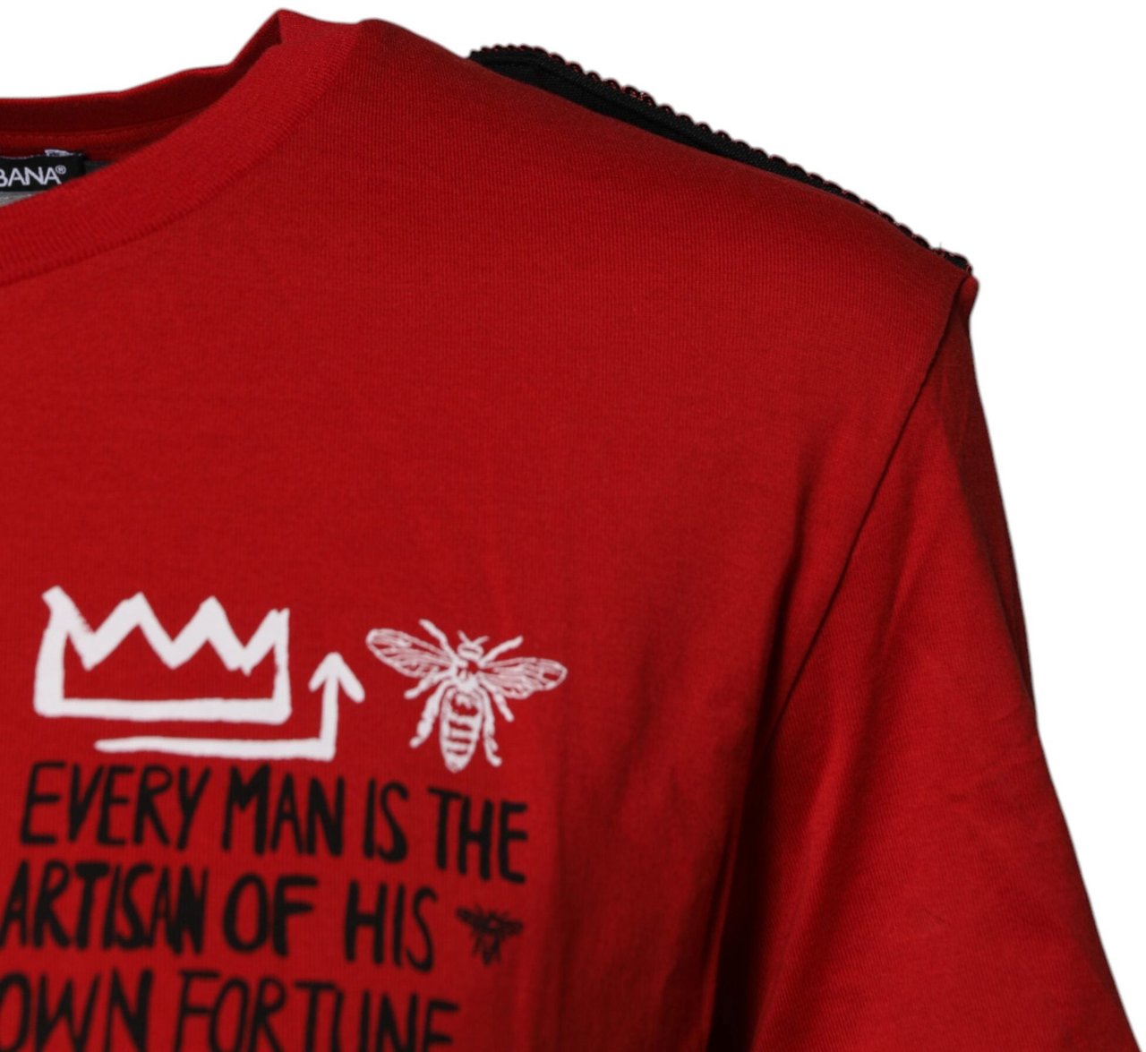 Dolce & Gabbana Red Cotton Graphic Print Crew Neck T-shirt Rood