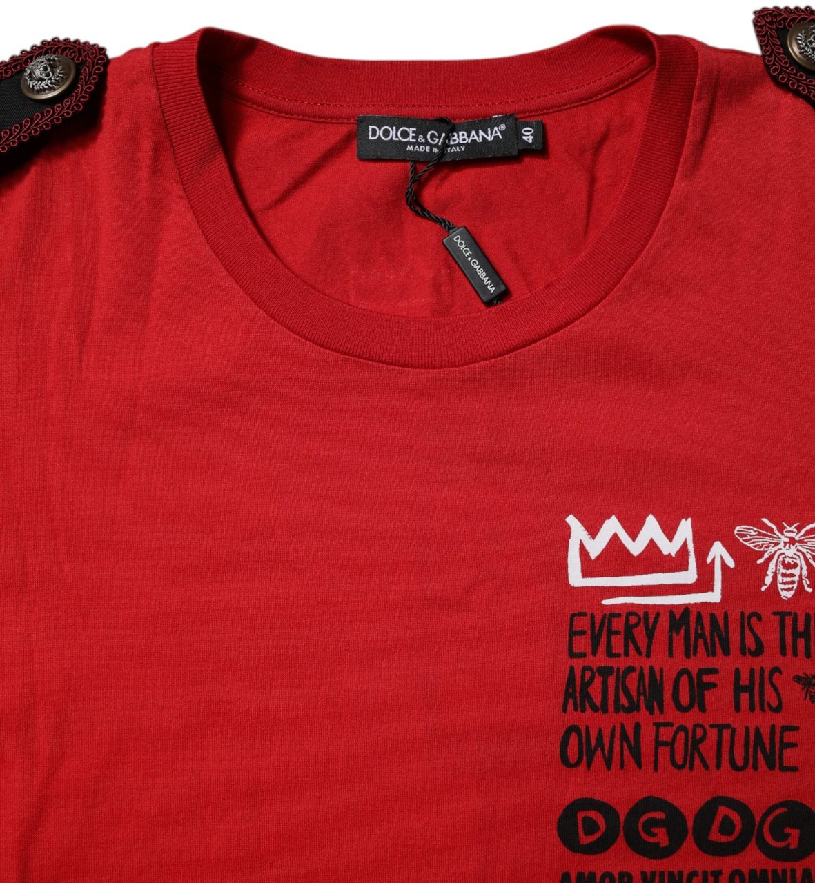 Dolce & Gabbana Red Cotton Graphic Print Crew Neck T-shirt Rood