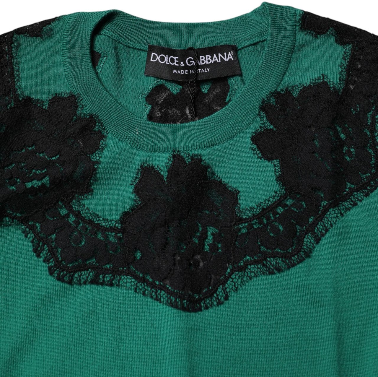 Dolce & Gabbana Green Wool Lace Detail Sleeveless Tank Top Groen