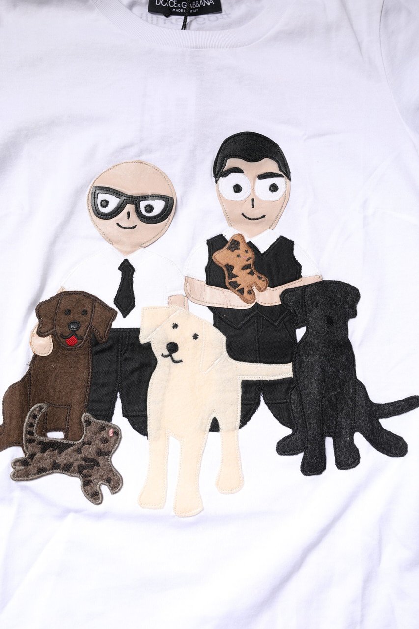 Dolce & Gabbana White Cotton #DGFAMILY Embroidery T-shirt Wit