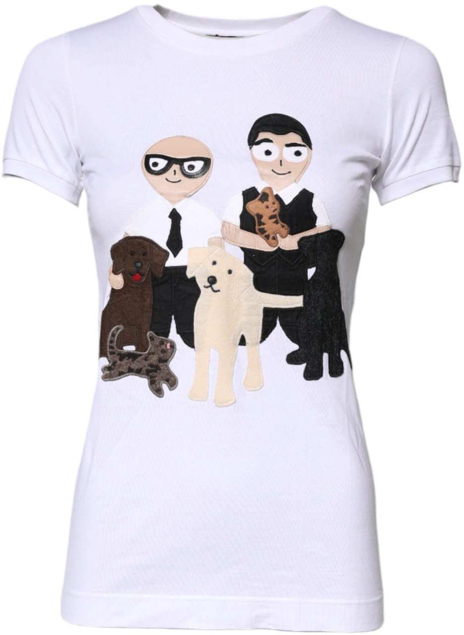 Dolce & Gabbana White Cotton #DGFAMILY Embroidery T-shirt Wit