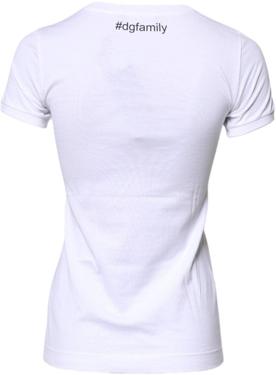 Dolce & Gabbana White Cotton #DGFAMILY Embroidery T-shirt Wit