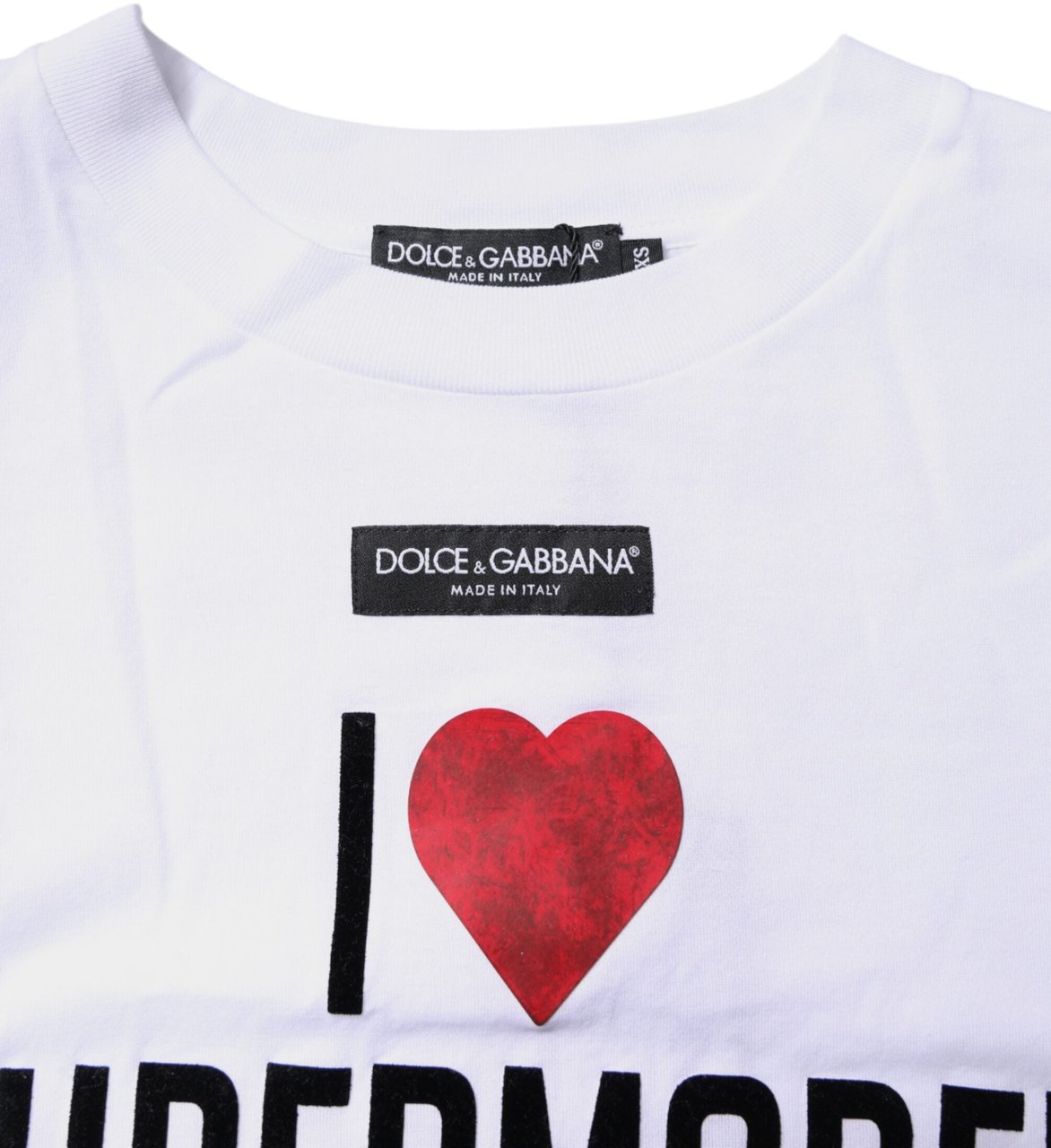 Dolce & Gabbana White Printed Round Neck Top Cotton T-shirt Zwart