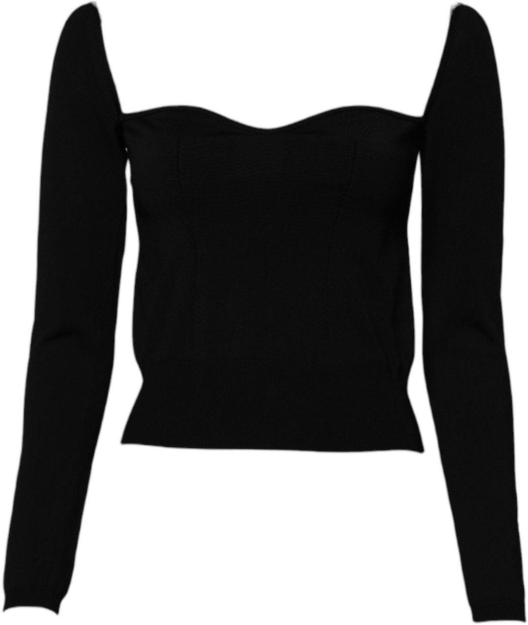 Dolce & Gabbana Black Square Neckline Long Sleeves Sweater Zwart