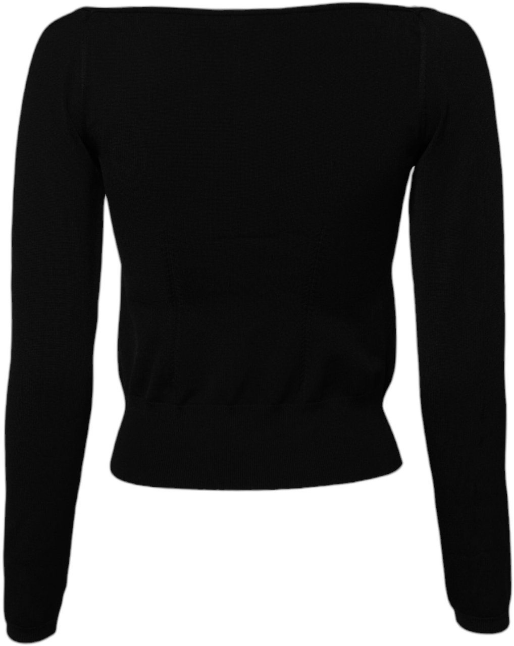 Dolce & Gabbana Black Square Neckline Long Sleeves Sweater Zwart