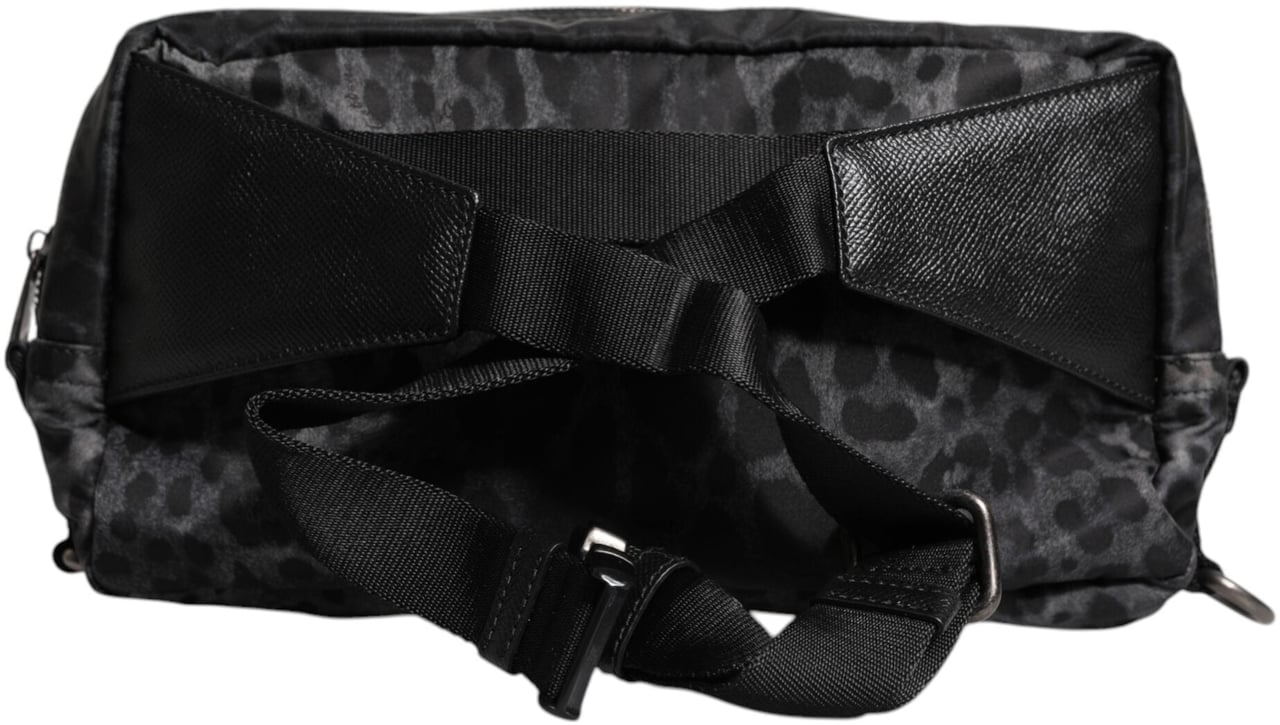 Dolce & Gabbana Black Gray Leopard DG Logo Belt Waist Fanny Pack Bag Divers