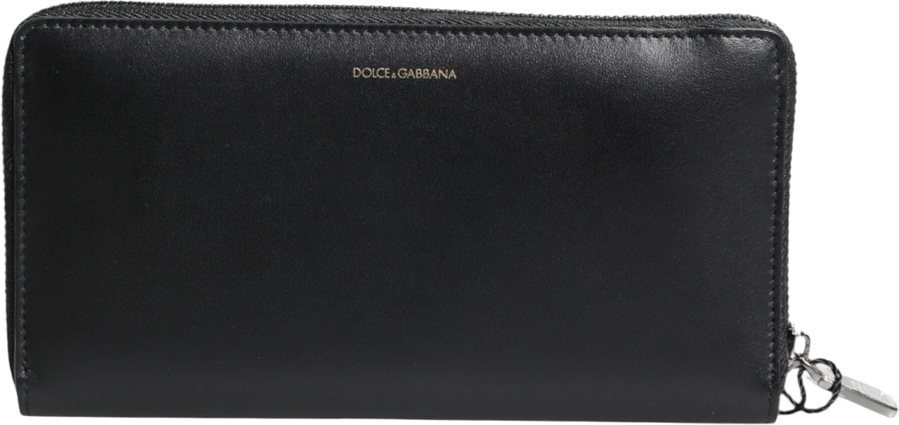 Dolce & Gabbana Black Blue Exotic Leather Embossed Continental Wallet Zwart