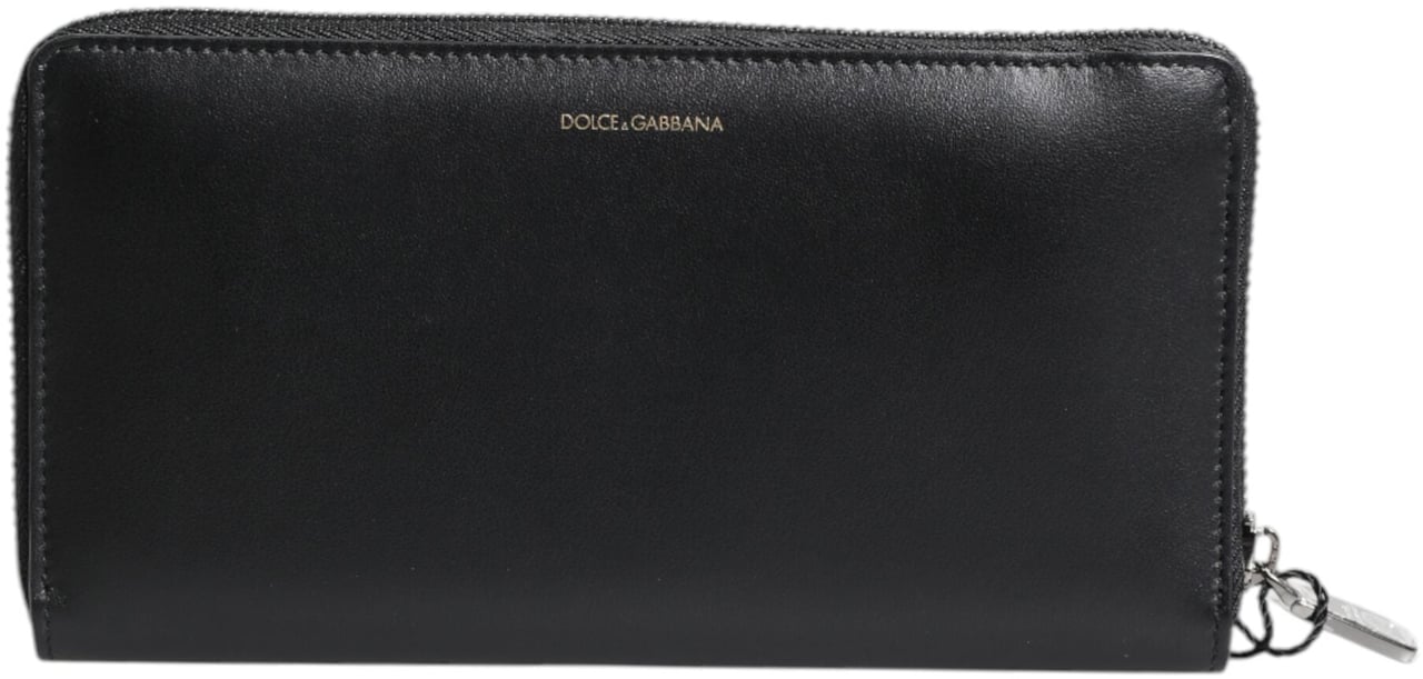 Dolce & Gabbana Black Blue Exotic Leather Embossed Continental Wallet Zwart
