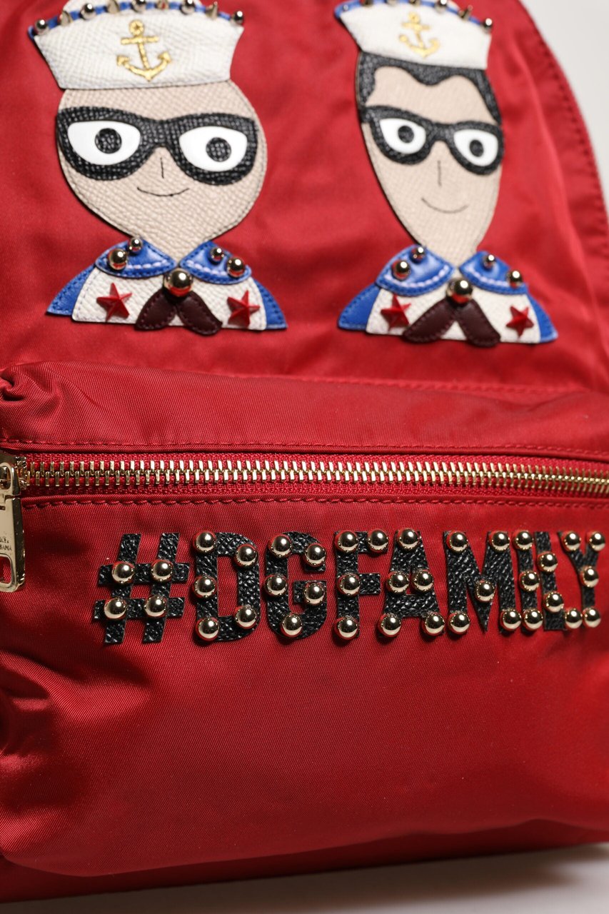 Dolce & Gabbana Red #DGFAMILY VULCANO Embellishment Backpack Bag Rood