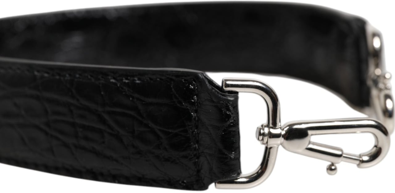Dolce & Gabbana Black Alligator Leather Bag Shoulder Strap Zwart
