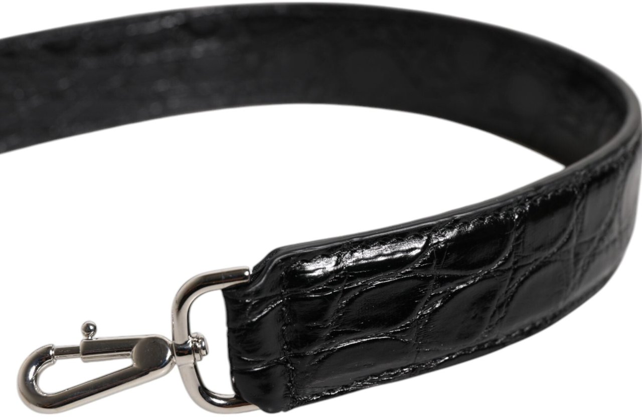 Dolce & Gabbana Black Alligator Leather Bag Shoulder Strap Zwart