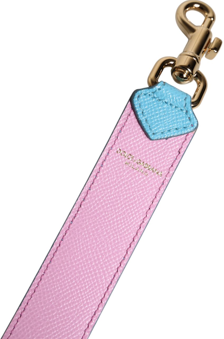 Dolce & Gabbana Pink Blue Leather Handle Bag Shoulder Strap Divers