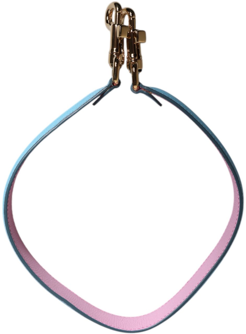 Dolce & Gabbana Pink Blue Leather Handle Bag Shoulder Strap Divers