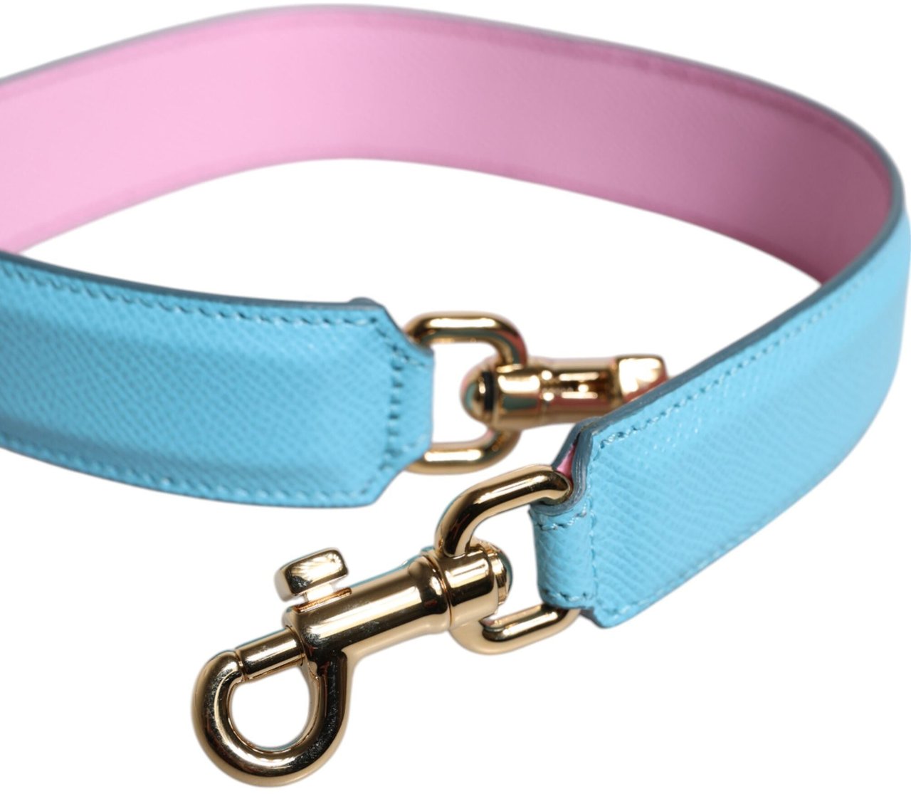 Dolce & Gabbana Pink Blue Leather Handle Bag Shoulder Strap Divers